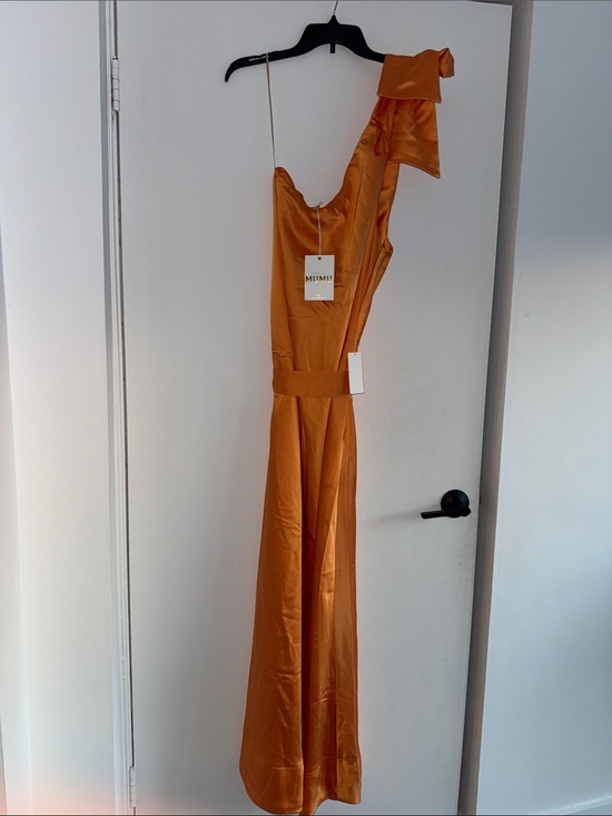Show Me Your MuMu Dresses & Skirts - Show Me Your MuMu One-Shoulder Satin Gown in Burnt Orange